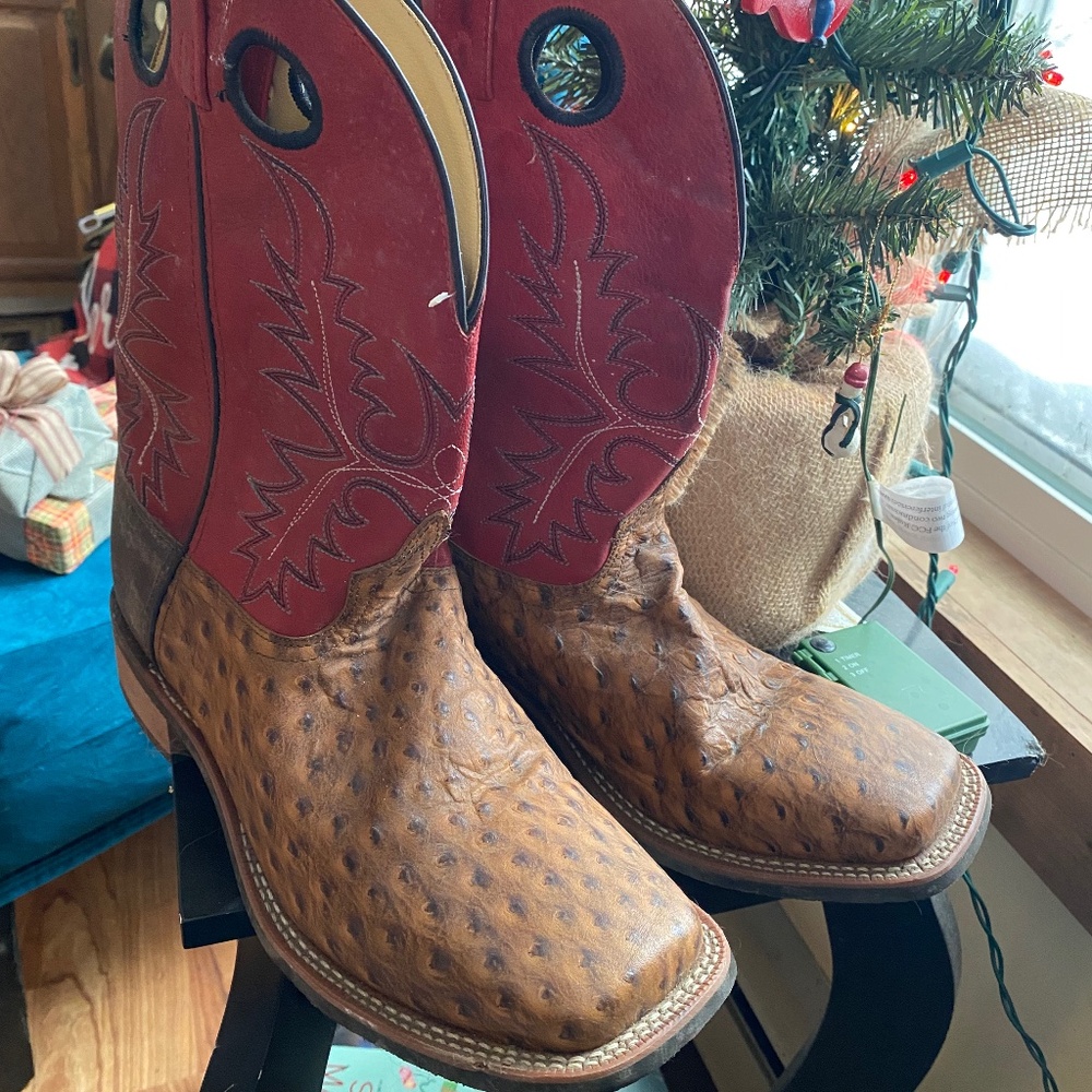 Men’s Ostrich Leather Square Toe Cowboy Boots